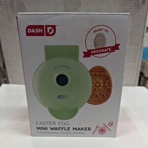 Dash Easter Egg Mini Waffle Maker Non-Stick, Easy Clean, Compact -Teal (NEW)